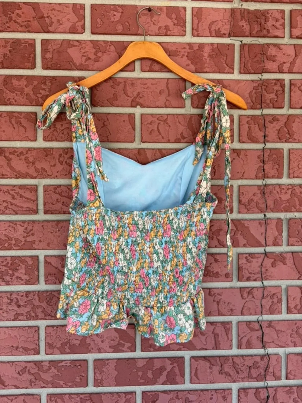 entro Floral Tie-Shoulder Tank Top in Pink, Yellow & Green